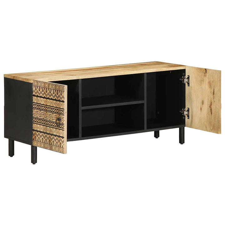 Tv-Bänk Svart 105X33,5X46 Cm Massivt Grovt Mangoträ