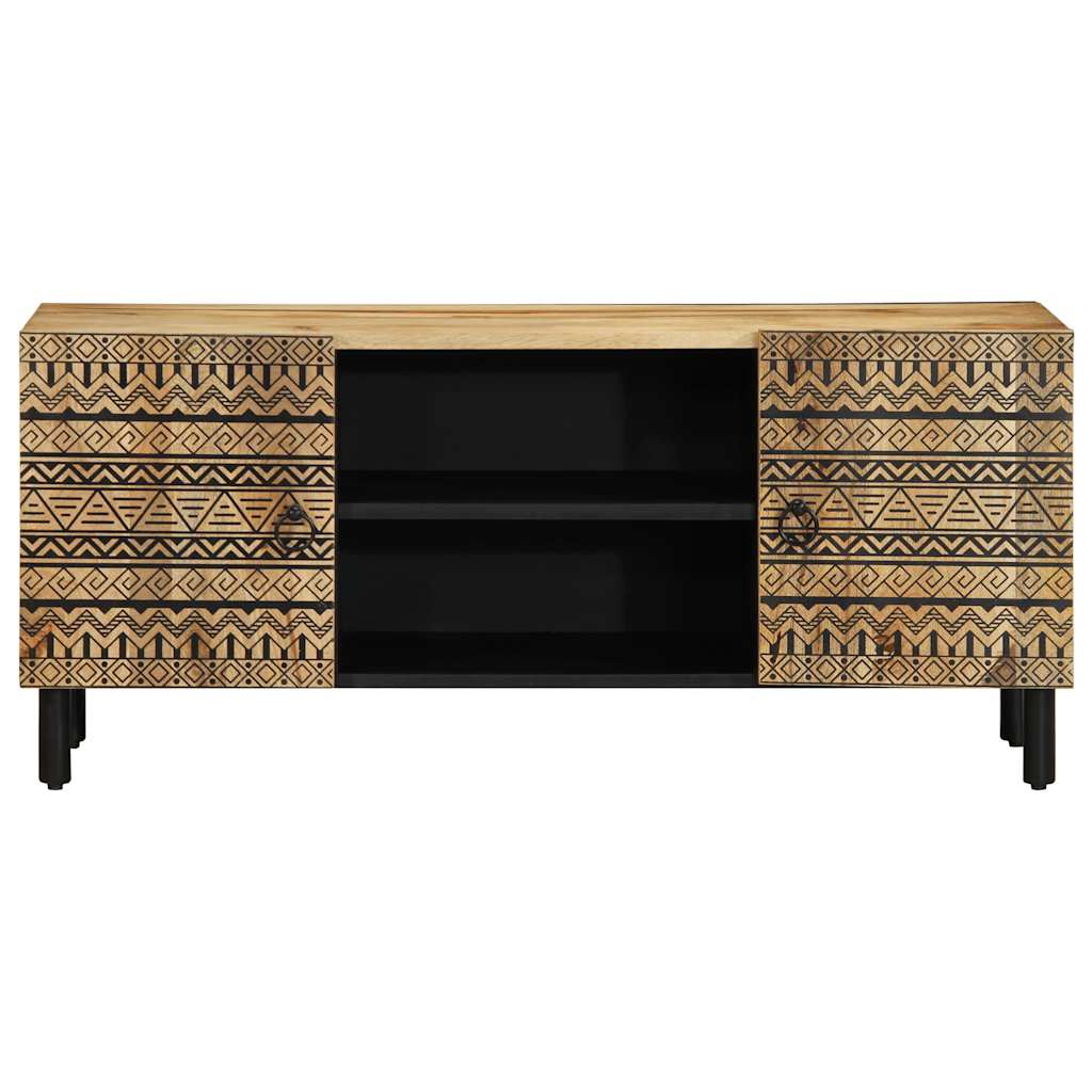 Tv-Bänk Svart 105X33,5X46 Cm Massivt Grovt Mangoträ
