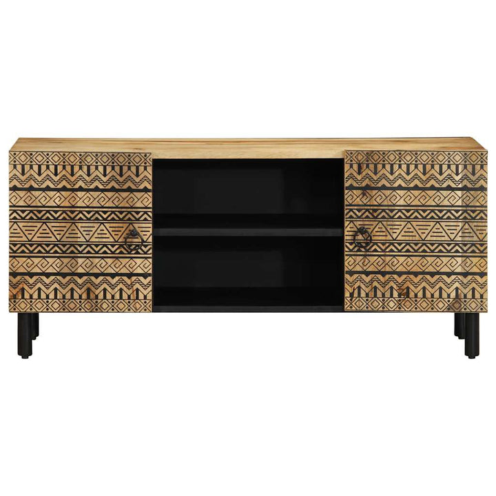 Tv-Bänk Svart 105X33,5X46 Cm Massivt Grovt Mangoträ