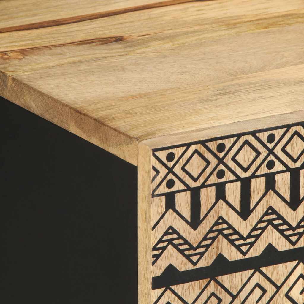 Tv-Bänk Svart 105X33,5X46 Cm Massivt Grovt Mangoträ