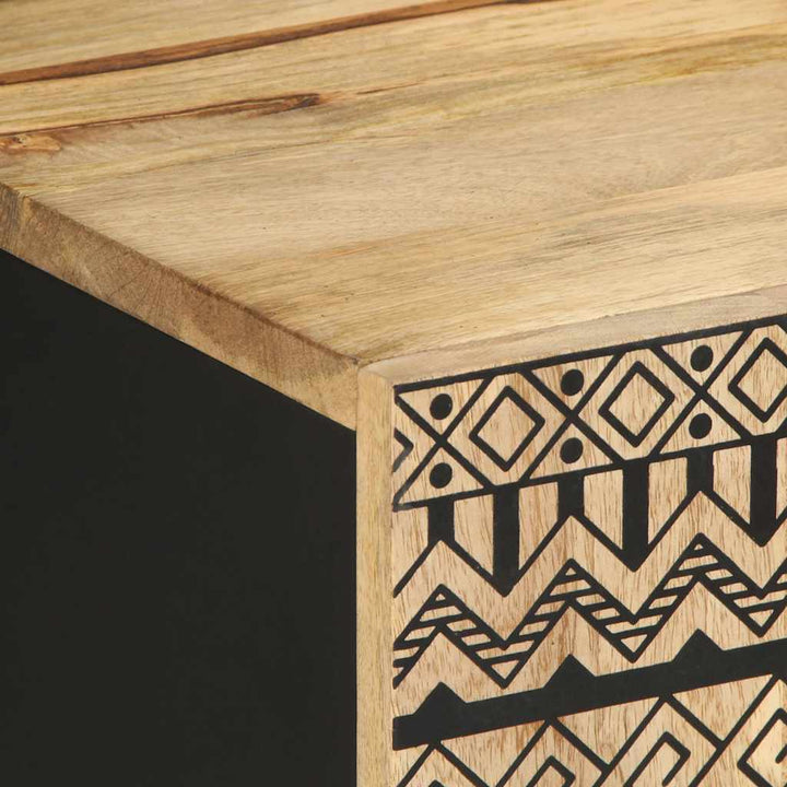 Tv-Bänk Svart 105X33,5X46 Cm Massivt Grovt Mangoträ