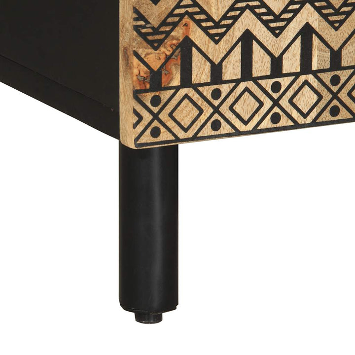 Tv-Bänk Svart 105X33,5X46 Cm Massivt Grovt Mangoträ
