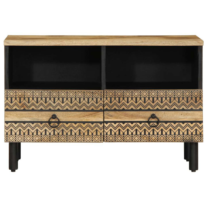 Tv-Bänk Svart 70X33,5X46 Cm Massivt Grovt Mangoträ