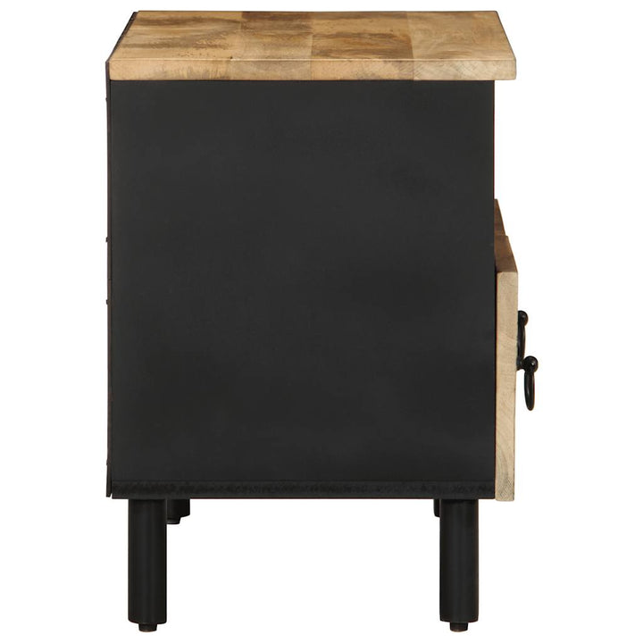 Tv-Bänk Svart 70X33,5X46 Cm Massivt Grovt Mangoträ