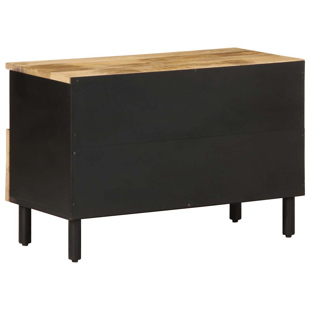 Tv-Bänk Svart 70X33,5X46 Cm Massivt Grovt Mangoträ