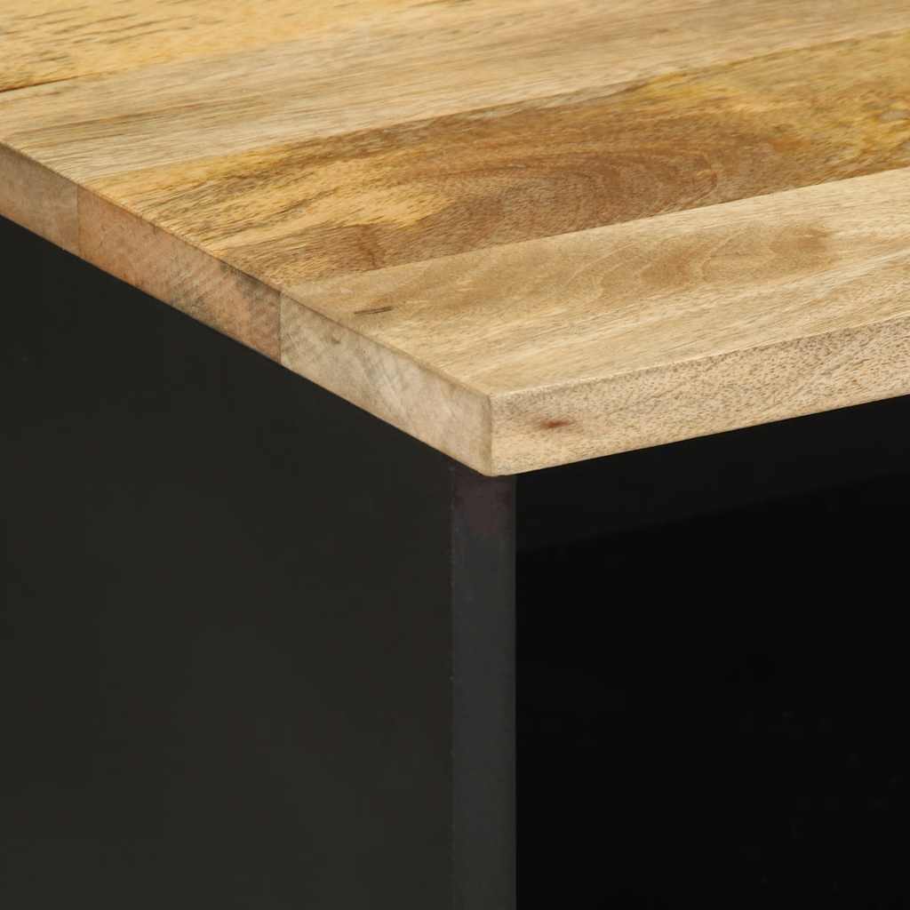 Tv-Bänk Svart 70X33,5X46 Cm Massivt Grovt Mangoträ