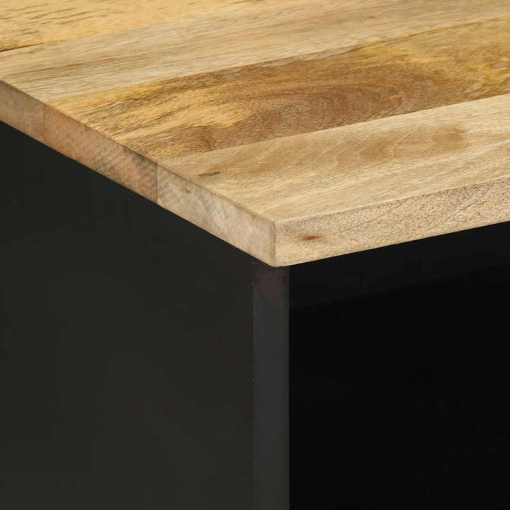 Tv-Bänk Svart 70X33,5X46 Cm Massivt Grovt Mangoträ