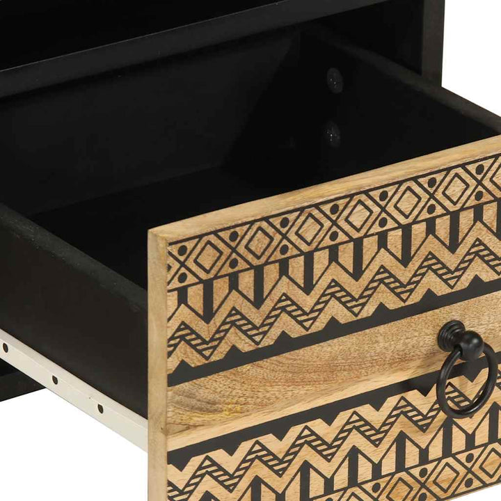 Tv-Bänk Svart 70X33,5X46 Cm Massivt Grovt Mangoträ