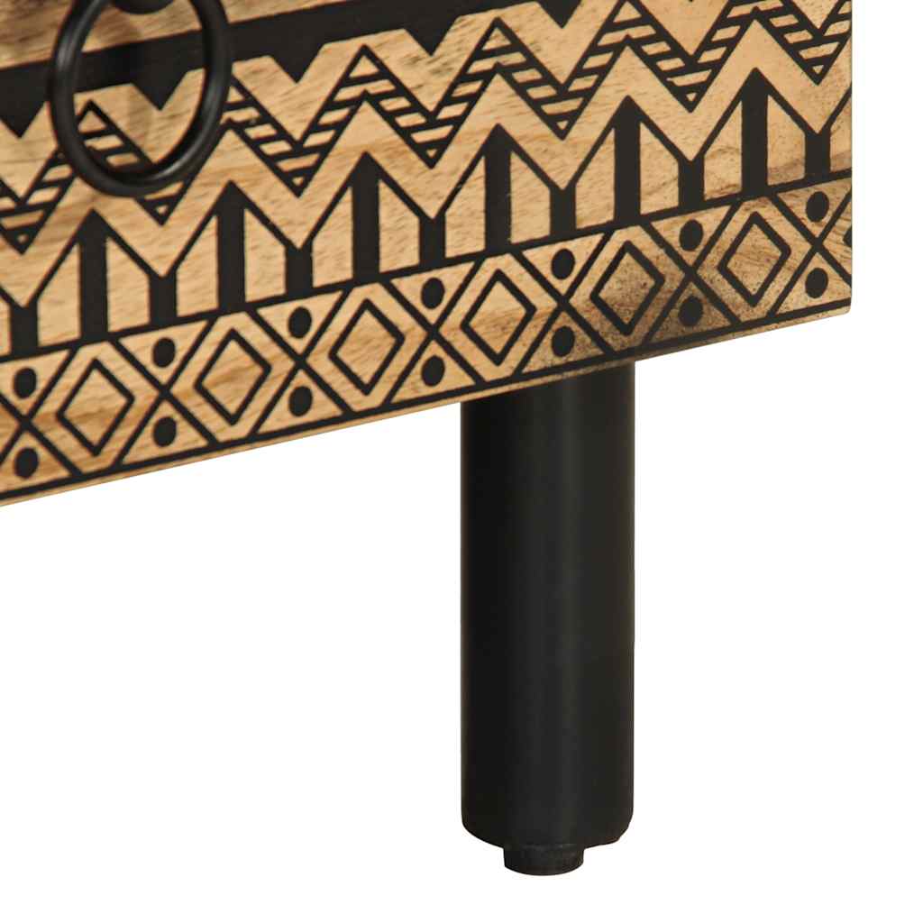 Tv-Bänk Svart 70X33,5X46 Cm Massivt Grovt Mangoträ