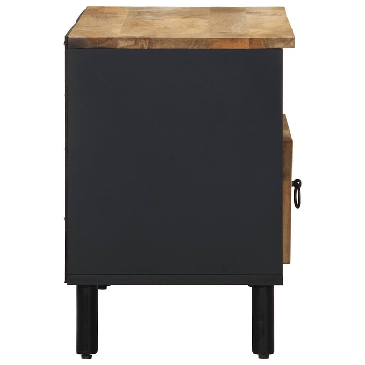 Tv-Bänk Svart 80X33,5X46 Cm Massivt Grovt Mangoträ