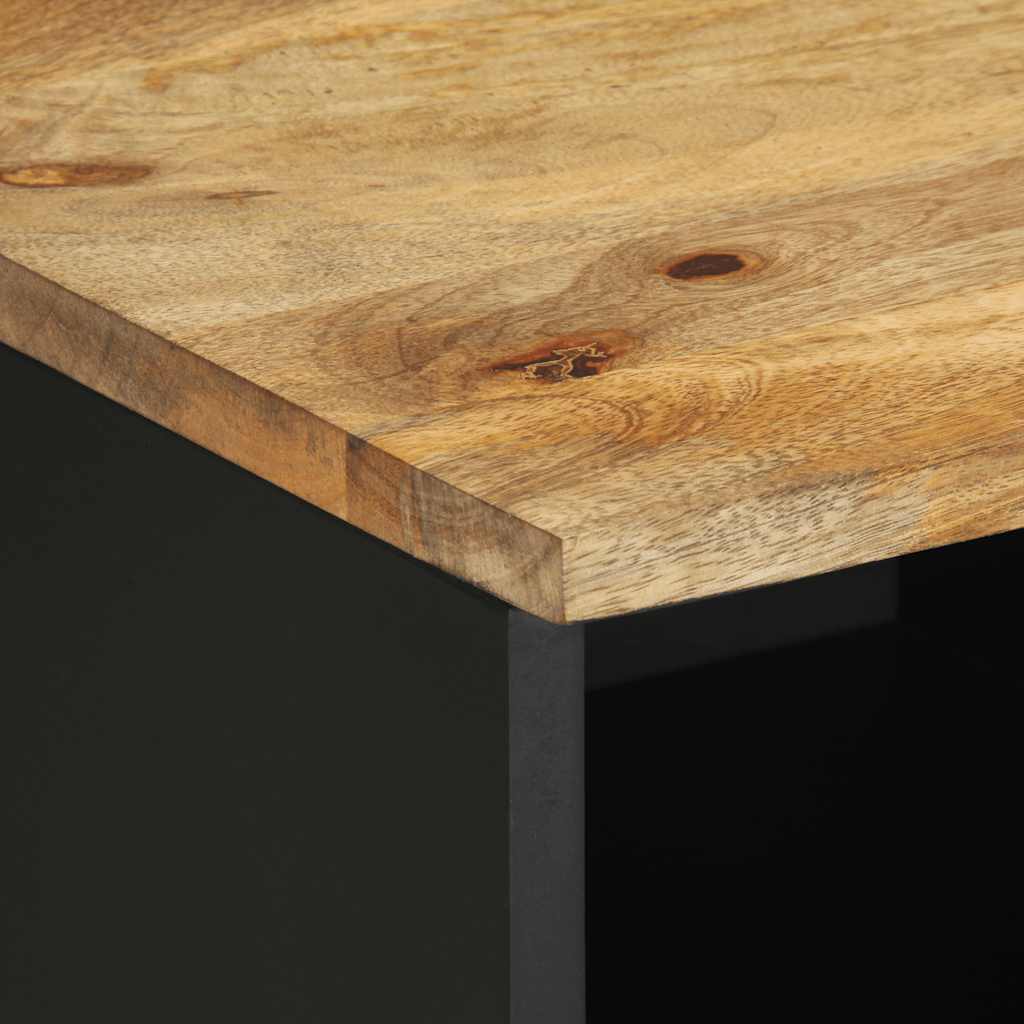 Tv-Bänk Svart 80X33,5X46 Cm Massivt Grovt Mangoträ