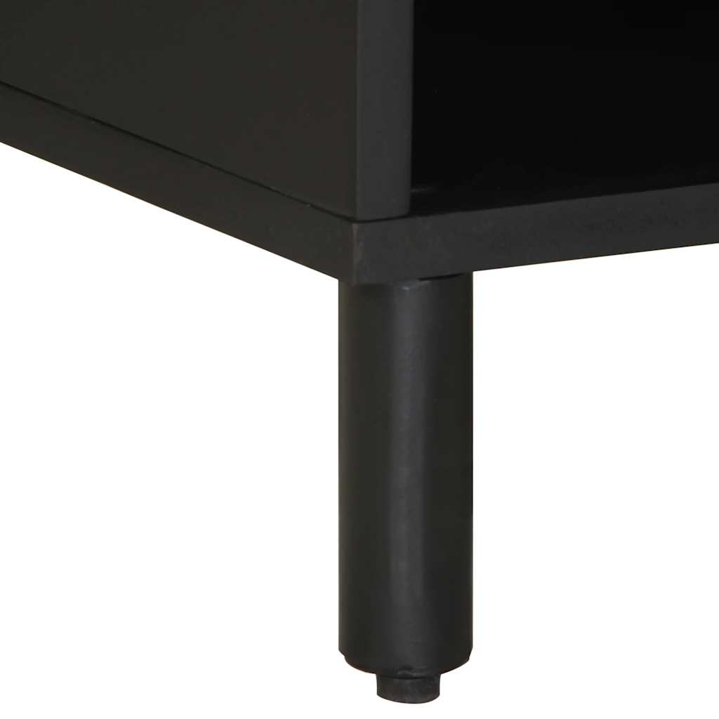 Tv-Bänk Svart 80X33,5X46 Cm Massivt Grovt Mangoträ