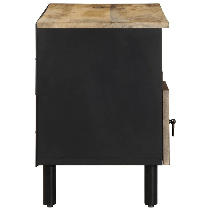 Tv-Bänk Svart 100X33,5X46 Cm Massivt Grovt Mangoträ
