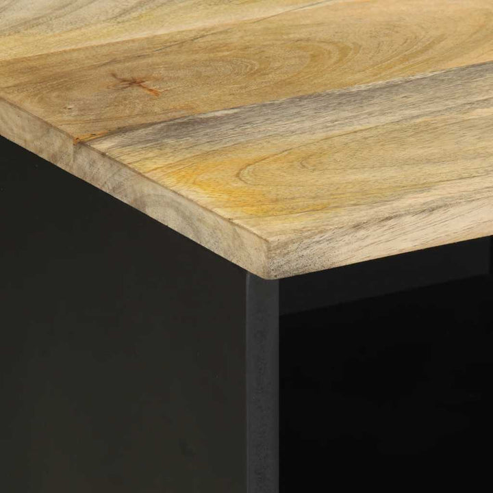 Tv-Bänk Svart 100X33,5X46 Cm Massivt Grovt Mangoträ