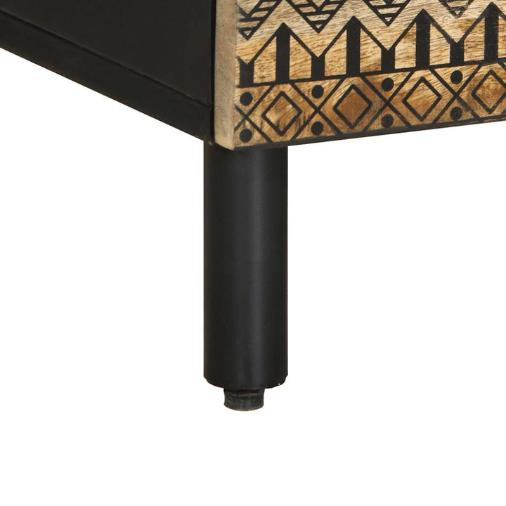 Tv-Bänk Svart 100X33,5X46 Cm Massivt Grovt Mangoträ