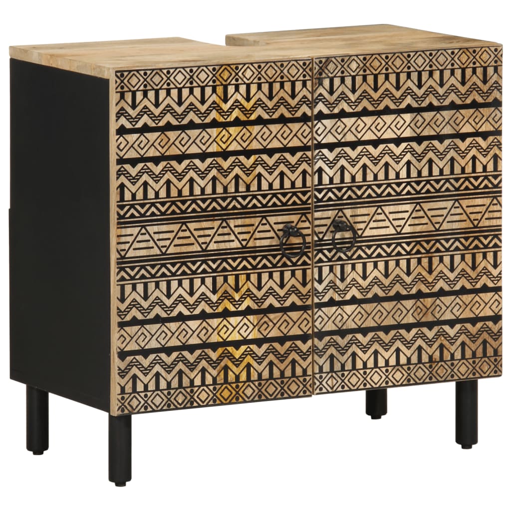 Tvättställsskåp Svart 62X33X58 Cm Massivt Mangoträ