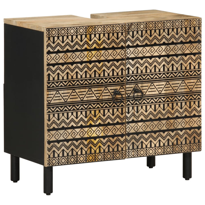 Tvättställsskåp Svart 62X33X58 Cm Massivt Mangoträ