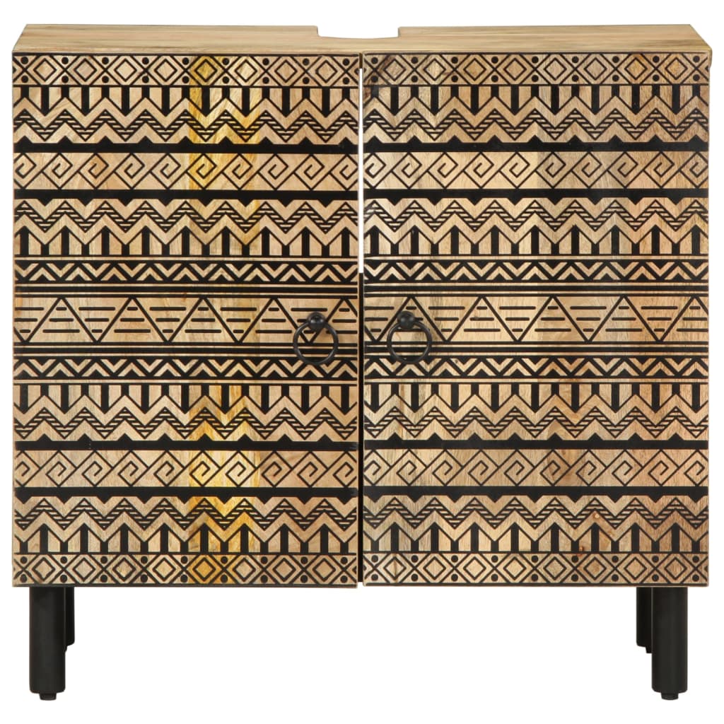 Tvättställsskåp Svart 62X33X58 Cm Massivt Mangoträ