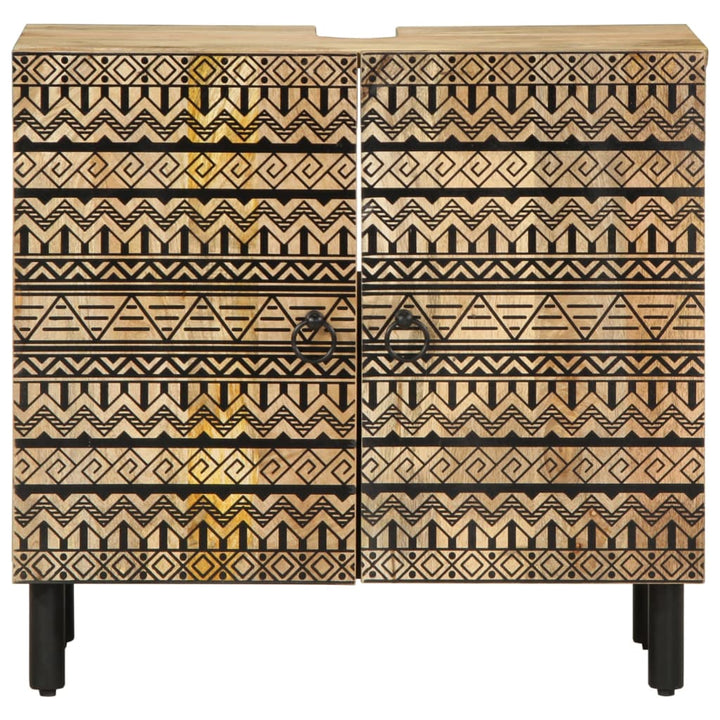 Tvättställsskåp Svart 62X33X58 Cm Massivt Mangoträ