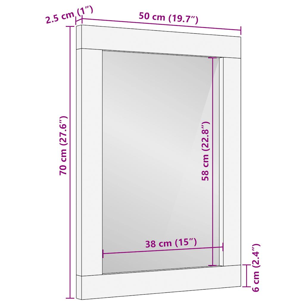 Badrumsspegel 50X70 Cm Massivt Mangoträ Och Glas