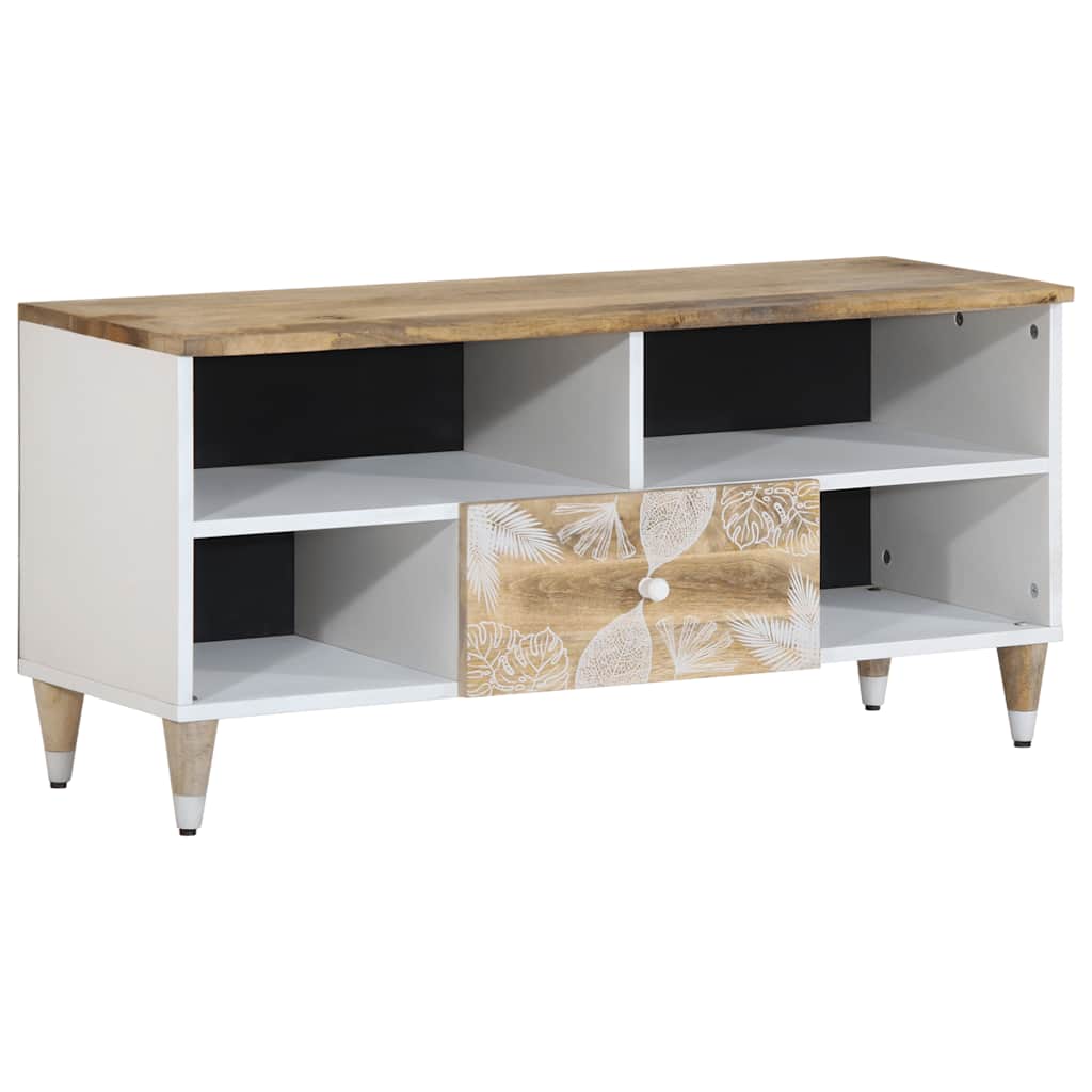Tv-Bänk 100X33,5X46 Cm Mango I Massivt Trä