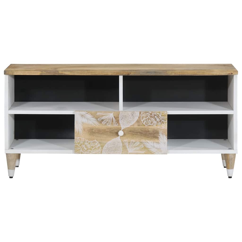 Tv-Bänk 100X33,5X46 Cm Mango I Massivt Trä
