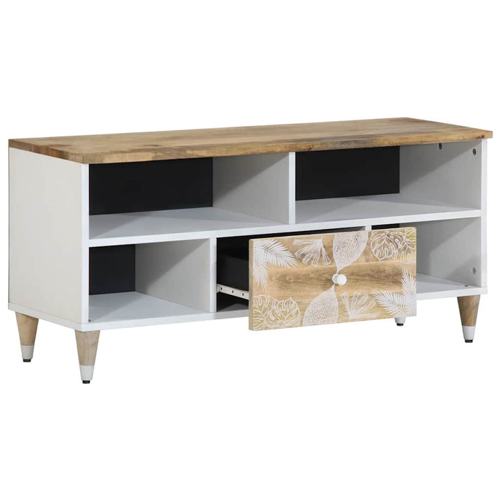 Tv-Bänk 100X33,5X46 Cm Mango I Massivt Trä