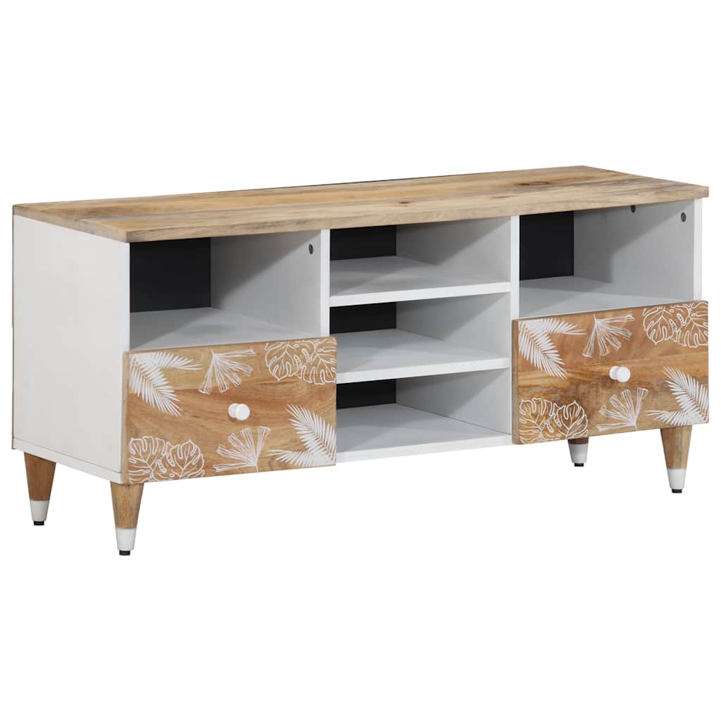 Tv-Bänk 100X33,5X46 Cm Mango I Massivt Trä