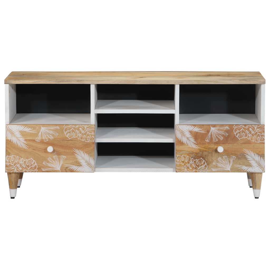 Tv-Bänk 100X33,5X46 Cm Mango I Massivt Trä