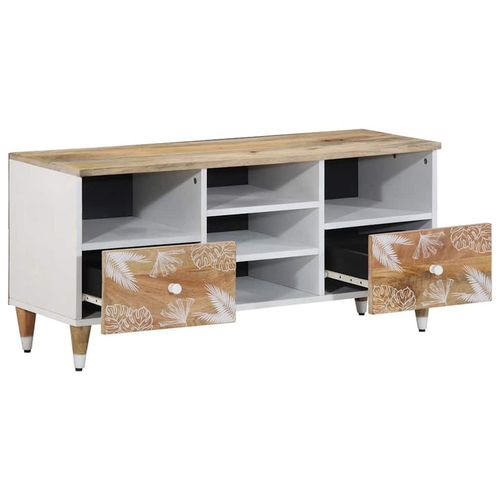 Tv-Bänk 100X33,5X46 Cm Mango I Massivt Trä