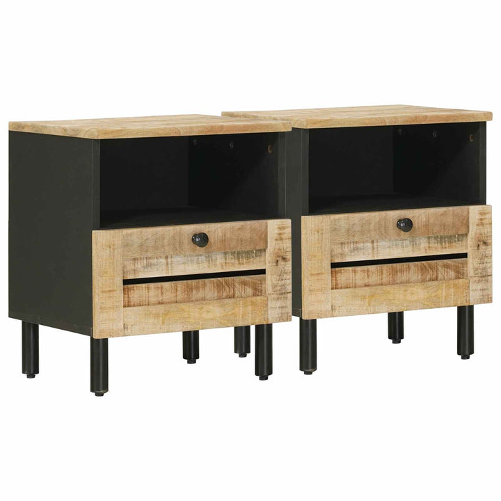 Sängbord 2 St Naturlig 40 X 33 X 46 Cm Massivt Mangoträ