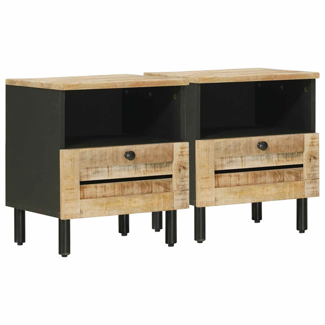 Sängbord 2 St Naturlig 40 X 33 X 46 Cm Massivt Mangoträ