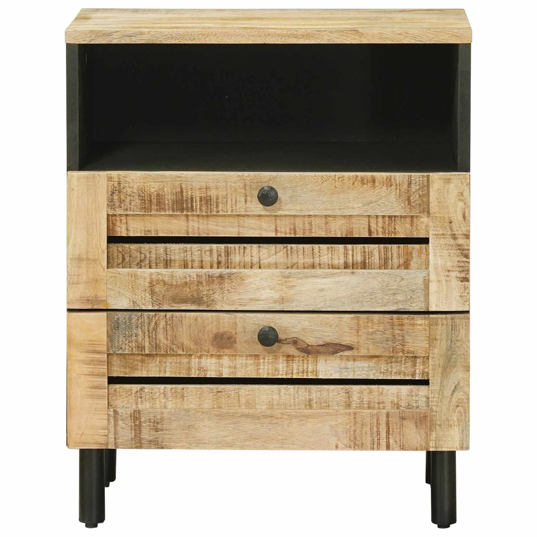 Sängbord Brun Och Svart 50 X 33 X 60 Cm Massivt Mangoträ
