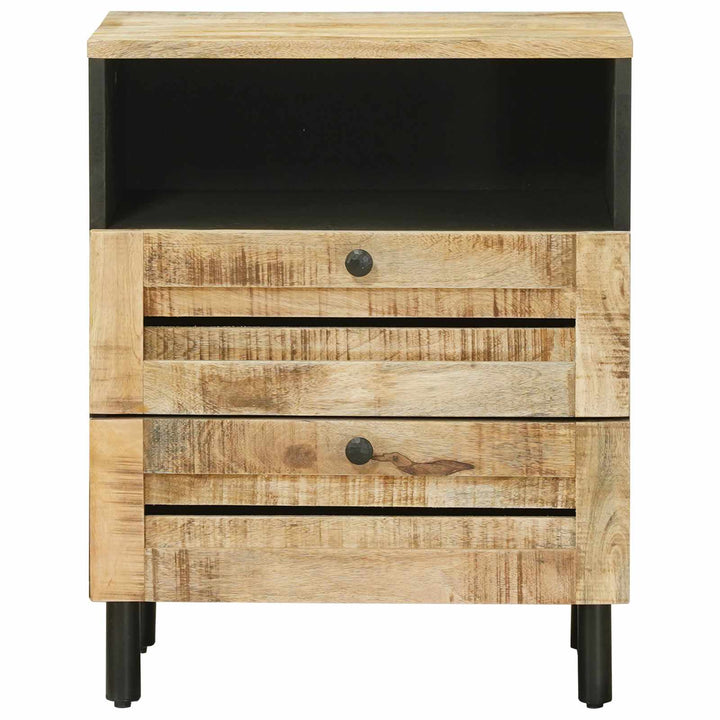 Sängbord Brun Och Svart 50 X 33 X 60 Cm Massivt Mangoträ