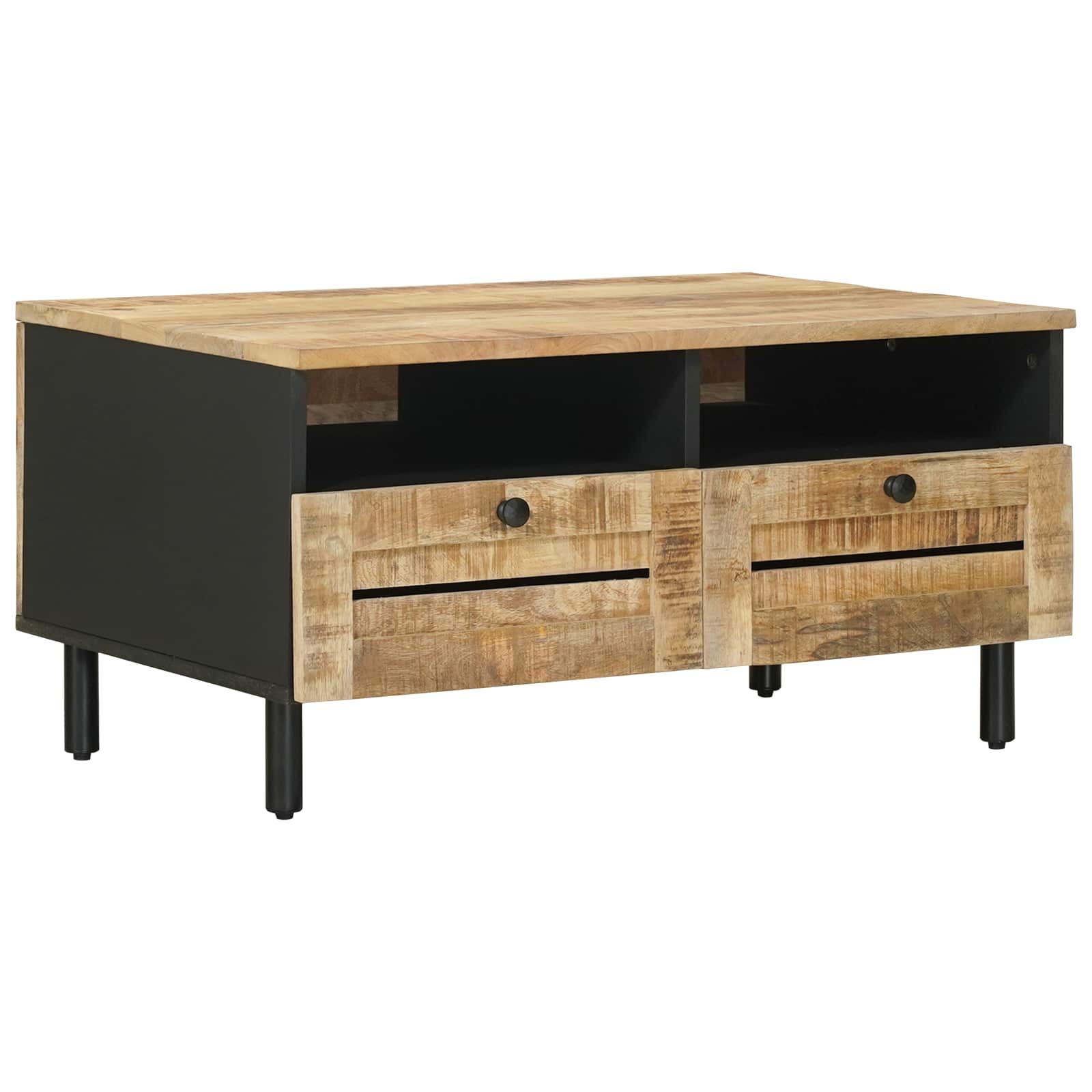 Kaffeebord Brun Och Svart 80 X 54 X 40 Cm Massivt Mangoträ