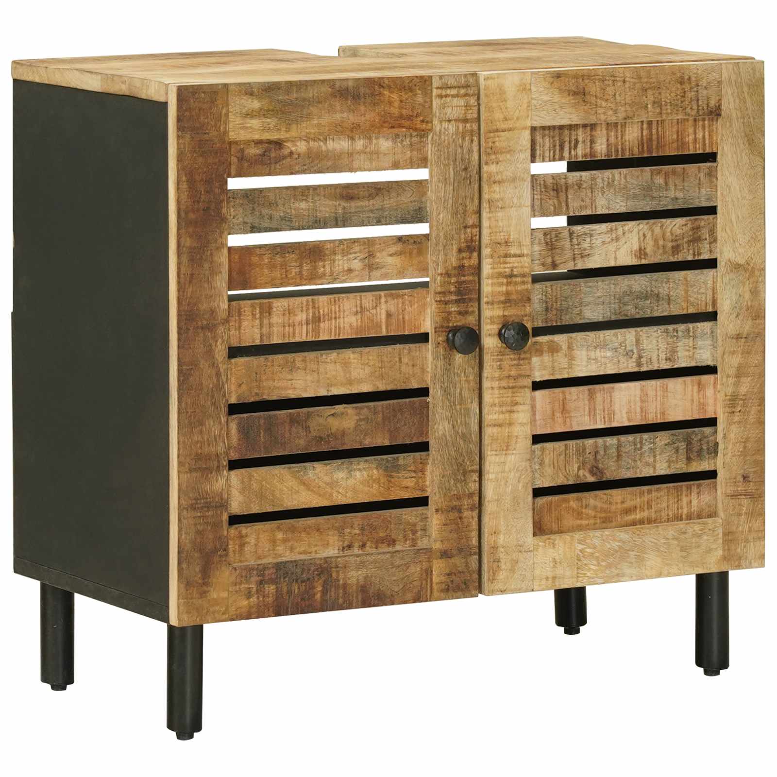 Diskbänksskåp Brun Och Svart 62 X 33 X 58 Cm Massivt Mangoträ