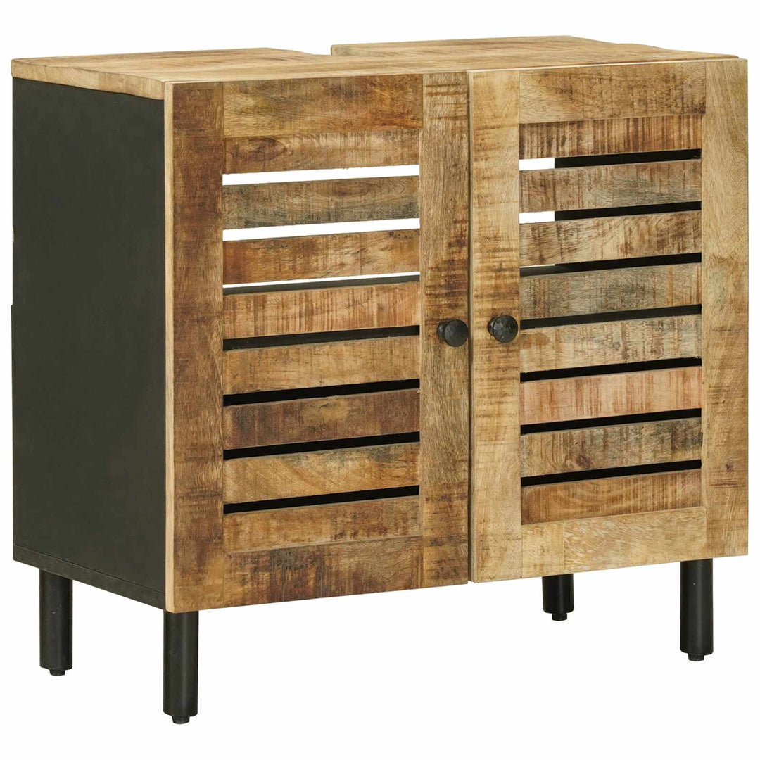 Diskbänksskåp Brun Och Svart 62 X 33 X 58 Cm Massivt Mangoträ