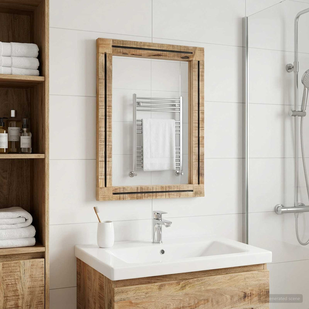 Spegel Väggmonterad Brun Och Svart 70 X 50 X 3 Cm Glas