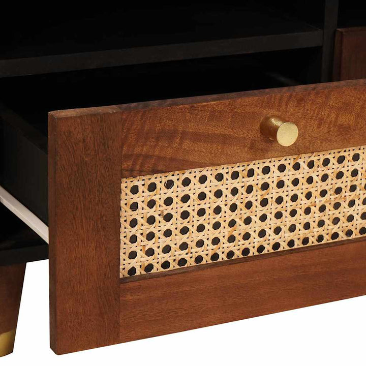 Tv-Skåp Med Låda Brun 70 X 33,5 X 46 Cm Massivt Mangoträ