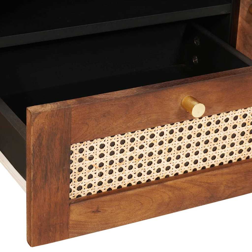 Tv-Skåp Med Låda Brun 105 X 33,5 X 46 Cm Massivt Mangoträ