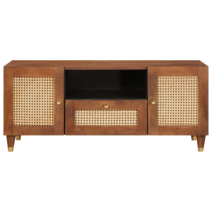 Tv-Skåp Med Låda Brun 105 X 33,5 X 46 Cm Massivt Mangoträ