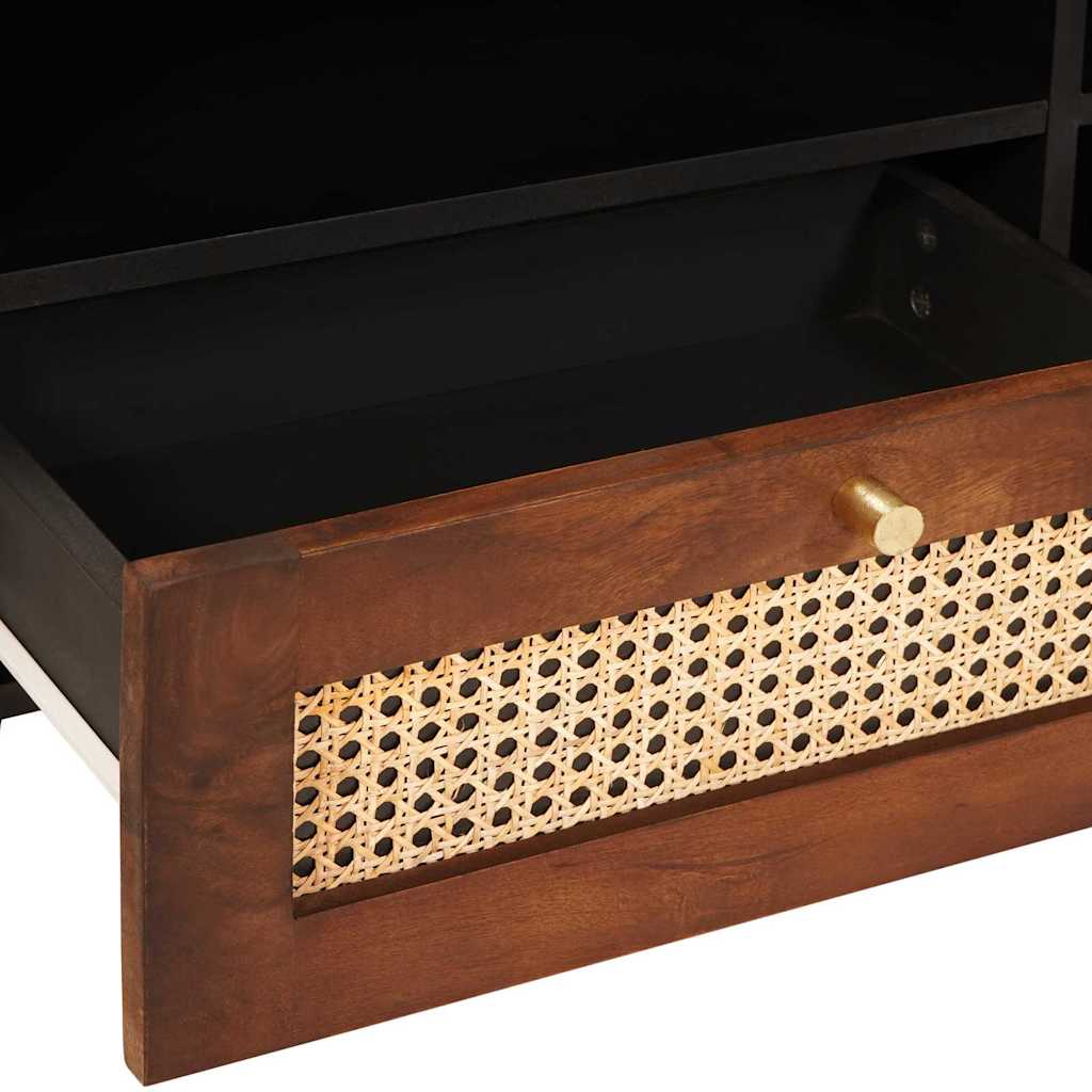 Tv-Skåp Med Låda Brun 80 X 33,5 X 46 Cm Massivt Mangoträ