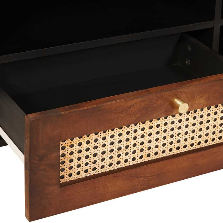 Tv-Skåp Med Låda Brun 80 X 33,5 X 46 Cm Massivt Mangoträ