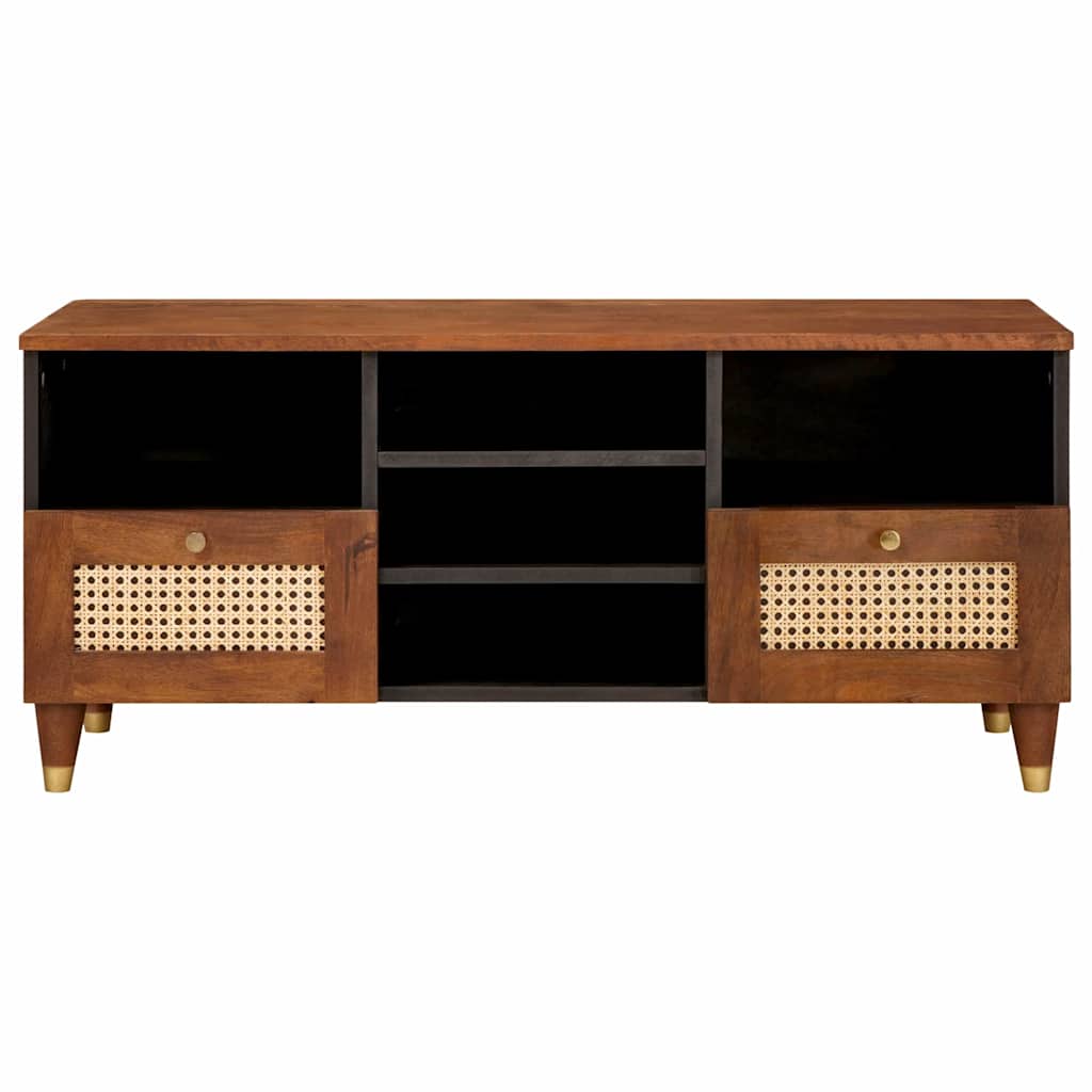 Tv-Skåp Med Låda Brun 100 X 33,5 X 46 Cm Massivt Mangoträ