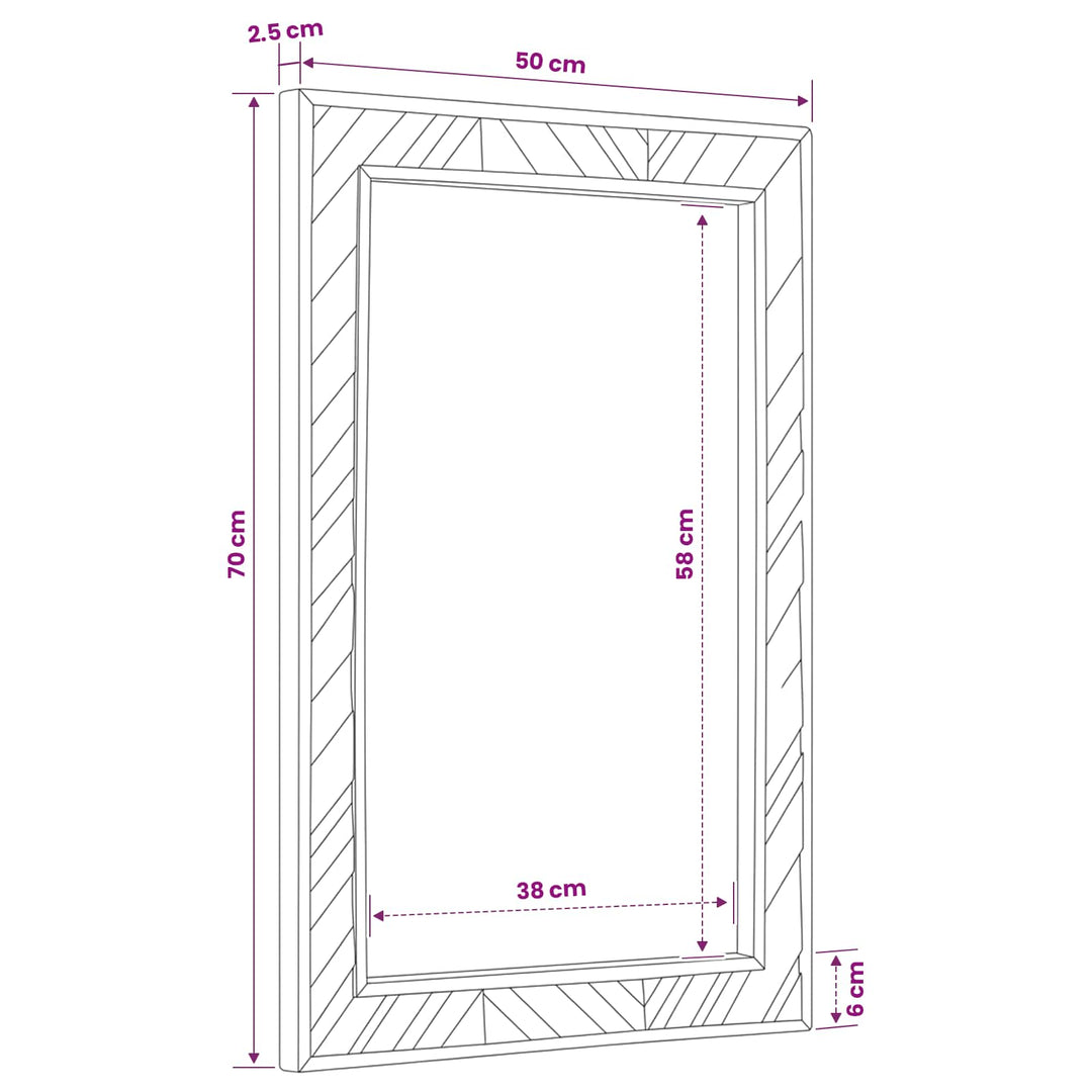 Spegel Väggmonterad Med Spegel Brun 70 X 50 X 3 Cm Glas