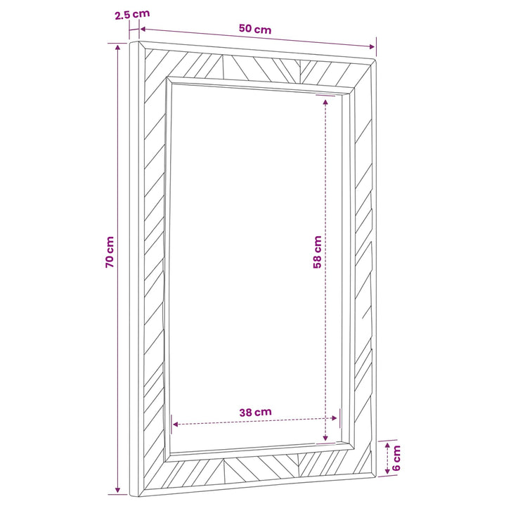 Spegel Väggmonterad Med Spegel Brun 70 X 50 X 3 Cm Glas