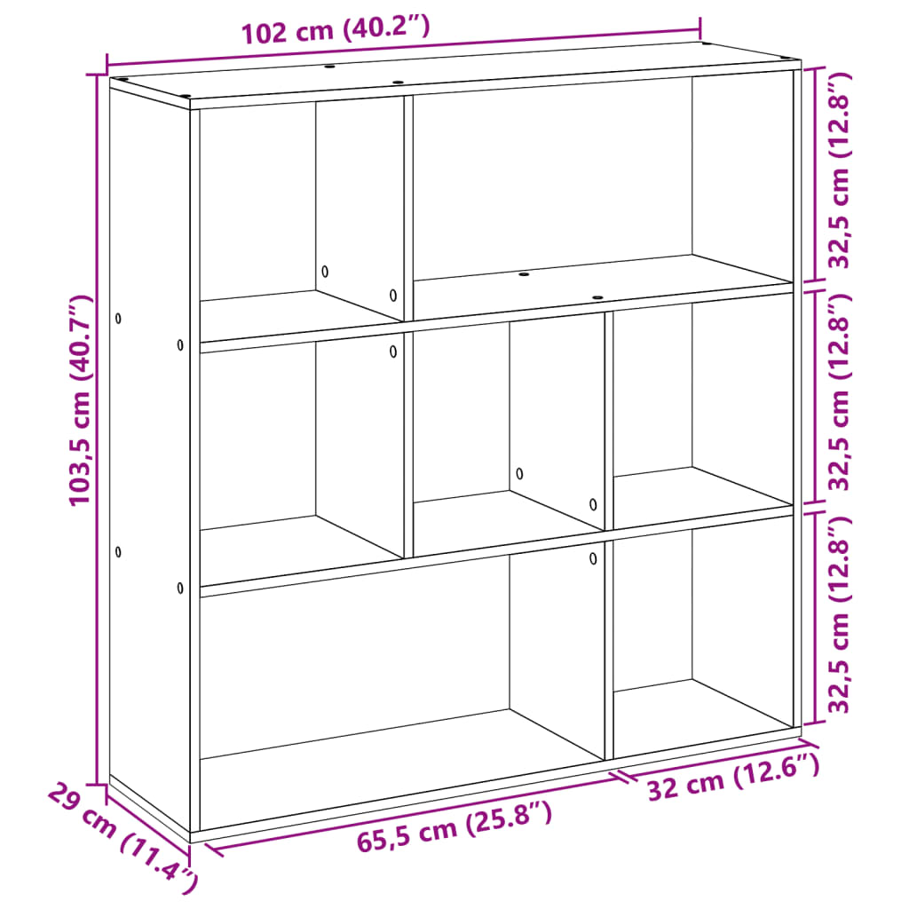 Bokhylla/Rumsavdelare Sonoma-Ek 102X29X103,5 Cm Konstruerat Trä