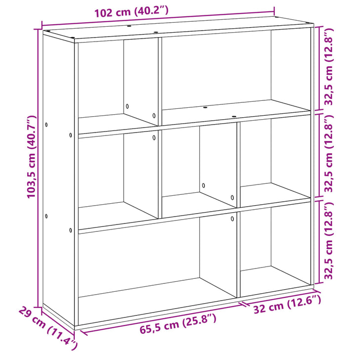 Bokhylla/Rumsavdelare Sonoma-Ek 102X29X103,5 Cm Konstruerat Trä