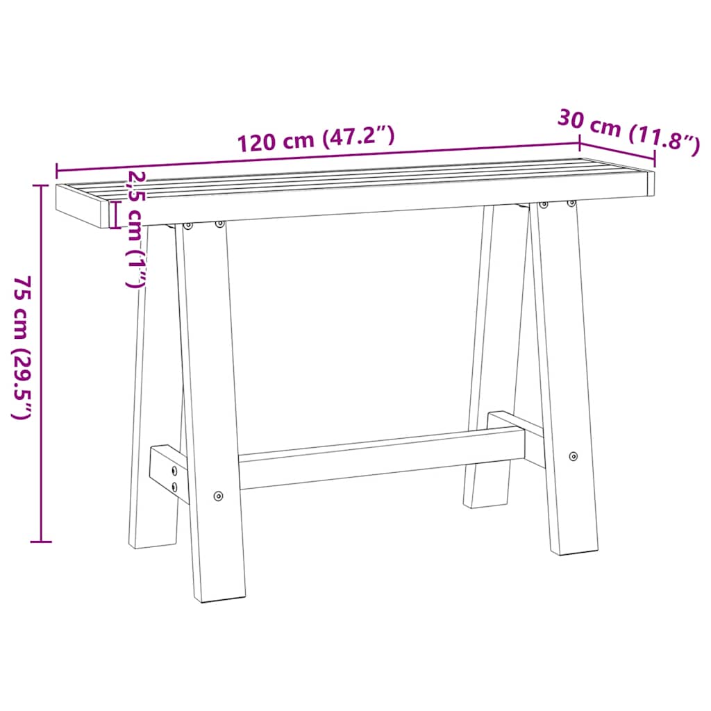 Konsolbord Noain A-Formade Ben 120X30X75 Cm Massiv Furu