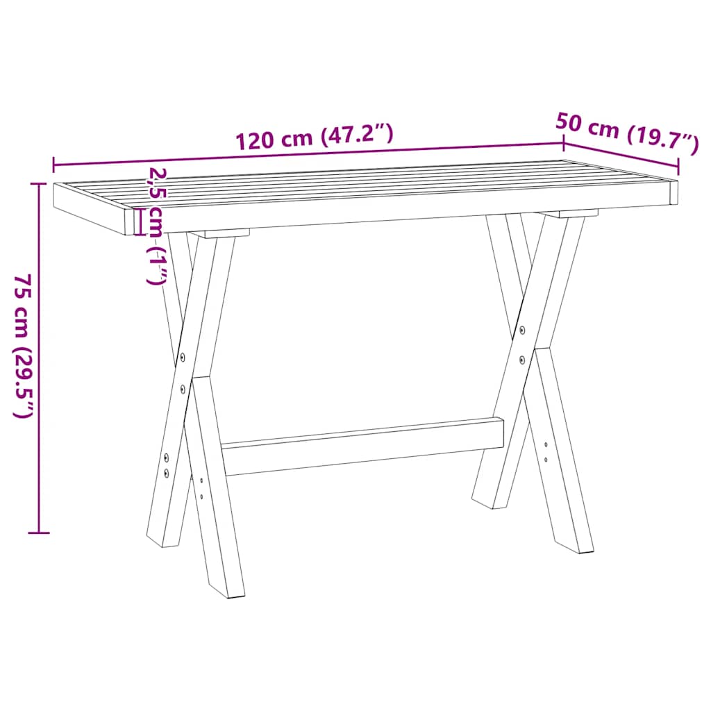 Skrivbord Noain Ade Ben 120X50X75 Cm Massiv Furu